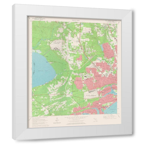 West Pensacola Florida Quad - USGS 1970 White Modern Wood Framed Art Print by USGS