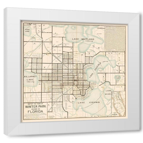 Winter Park Florida - Robinson 1884  White Modern Wood Framed Art Print by Robinson