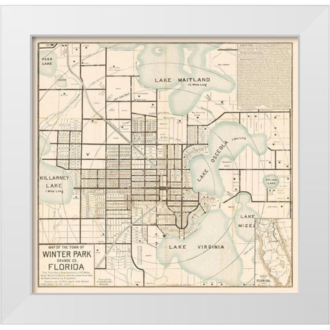 Winter Park Florida - Robinson 1884  White Modern Wood Framed Art Print by Robinson
