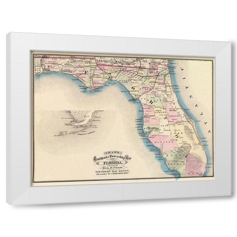 Florida - Cram 1875 White Modern Wood Framed Art Print by Cram