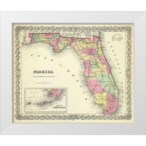 Florida - Colton 1856 White Modern Wood Framed Art Print by Colton