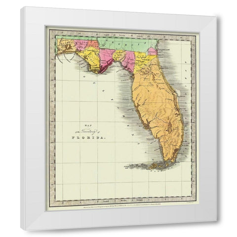 Florida - Burr 1834 White Modern Wood Framed Art Print by Burr