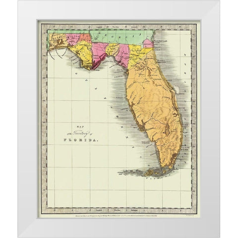 Florida - Burr 1834 White Modern Wood Framed Art Print by Burr