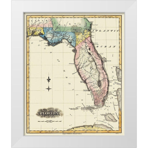 Florida - Lucas 1823 White Modern Wood Framed Art Print by Lucas