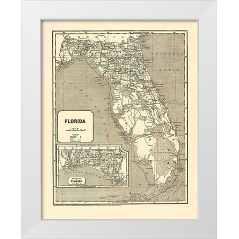 Florida - Morse  1842 White Modern Wood Framed Art Print by Morse