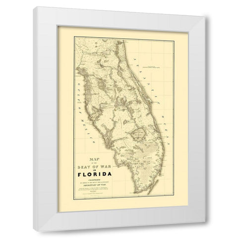 Florida Second Seminole War - Stone 1838 White Modern Wood Framed Art Print by Stone