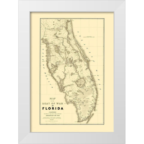 Florida Second Seminole War - Stone 1838 White Modern Wood Framed Art Print by Stone