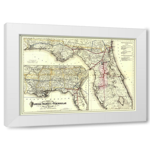 Florida Transit and Peninsula Railroad 1882 White Modern Wood Framed Art Print by Colton