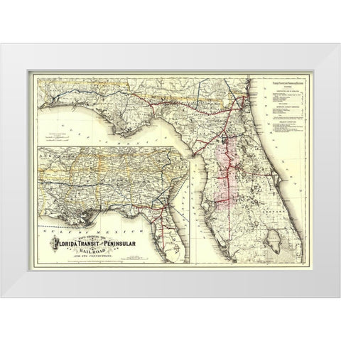 Florida Transit and Peninsula Railroad 1882 White Modern Wood Framed Art Print by Colton