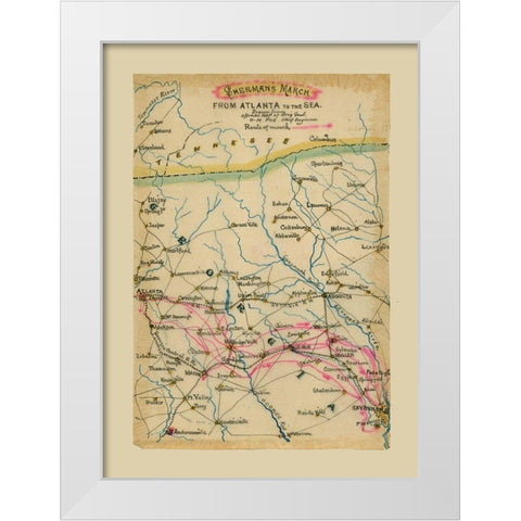 Georgia Shermans March - Poe 1864  White Modern Wood Framed Art Print by Poe
