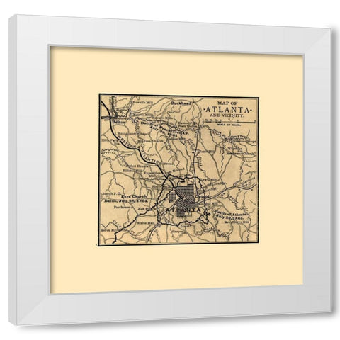Atlanta Georgia Battles-1887 White Modern Wood Framed Art Print by Unknown