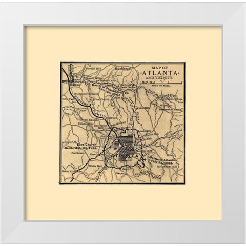Atlanta Georgia Battles-1887 White Modern Wood Framed Art Print by Unknown