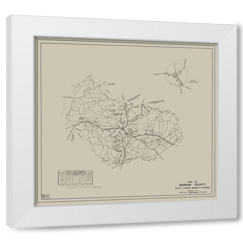 Barrow Georgia - Highway Board 1934 White Modern Wood Framed Art Print by Highway Board