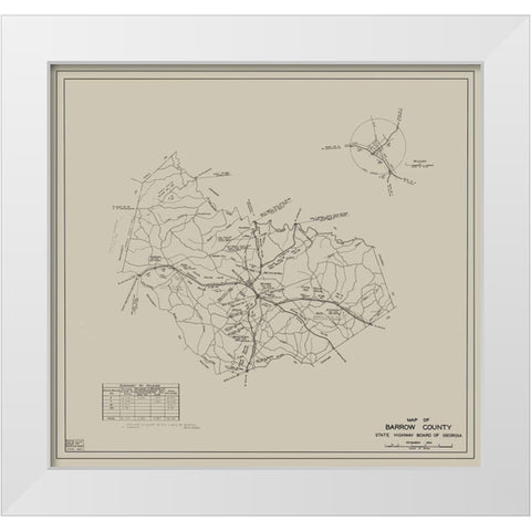 Barrow Georgia - Highway Board 1934 White Modern Wood Framed Art Print by Highway Board