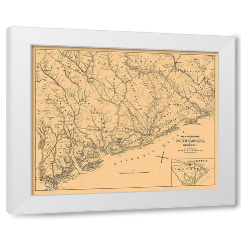 South Carolina Georgia - Cogswell 1861  White Modern Wood Framed Art Print by Cogswell
