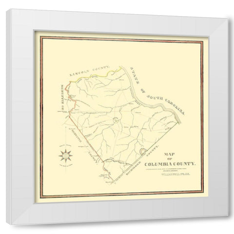 Columbia Georgia - Mc Duffie 1871 White Modern Wood Framed Art Print by Mc Duffie