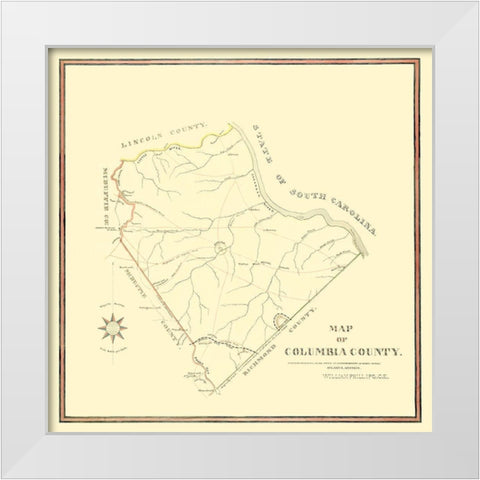 Columbia Georgia - Mc Duffie 1871 White Modern Wood Framed Art Print by Mc Duffie