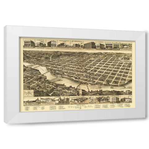 Columbus Georgia - Wellge 1886 White Modern Wood Framed Art Print by Wellge