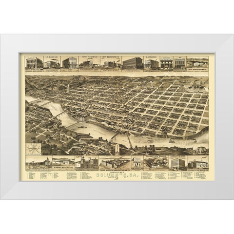 Columbus Georgia - Wellge 1886 White Modern Wood Framed Art Print by Wellge