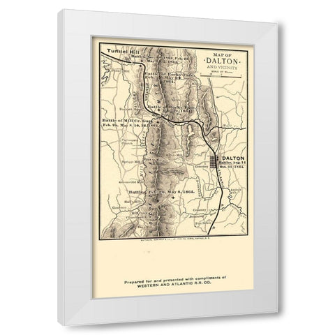 Dalton Georgia Vicinity Battles - Northrup 1864  White Modern Wood Framed Art Print by Northrup
