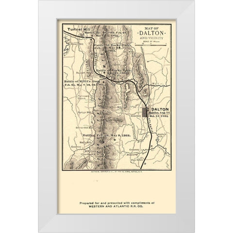 Dalton Georgia Vicinity Battles - Northrup 1864  White Modern Wood Framed Art Print by Northrup