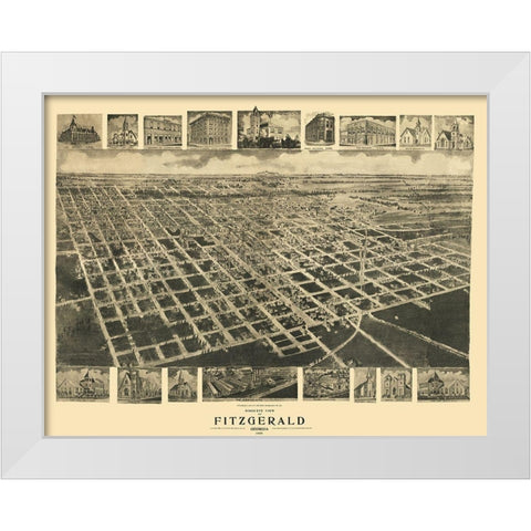 Fitzgerald Georgia - Fowler 1908 White Modern Wood Framed Art Print by Fowler