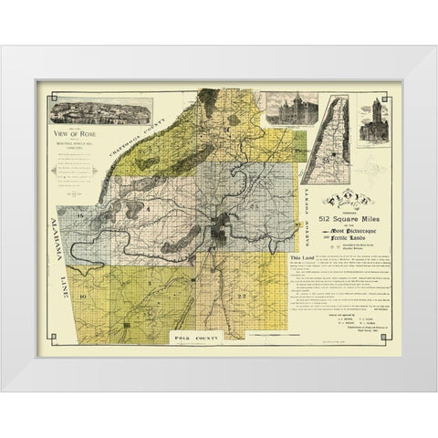 Floyd County Georgia - Beauman 1895  White Modern Wood Framed Art Print by Beauman