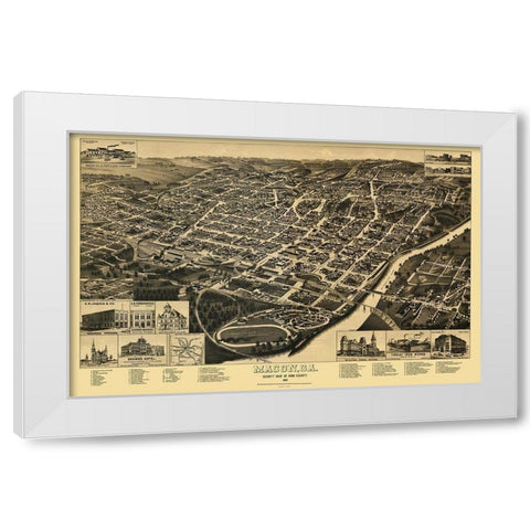 Macon Georgia - Wellge 1887 White Modern Wood Framed Art Print by Wellge