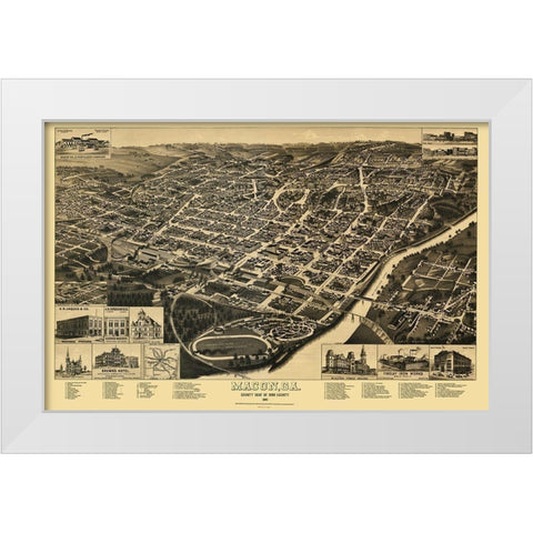 Macon Georgia - Wellge 1887 White Modern Wood Framed Art Print by Wellge