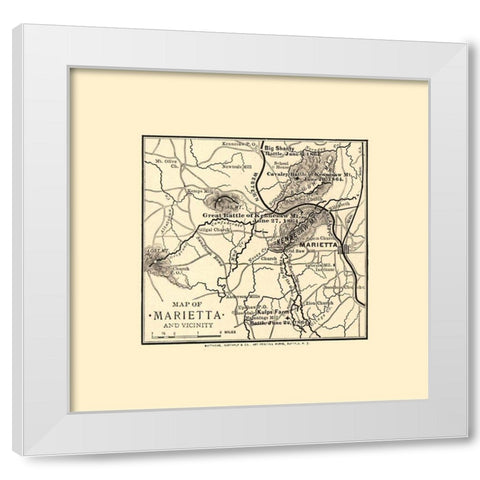 Marietta Georgia Vicinity Battles - Northrup 1864  White Modern Wood Framed Art Print by Northrup