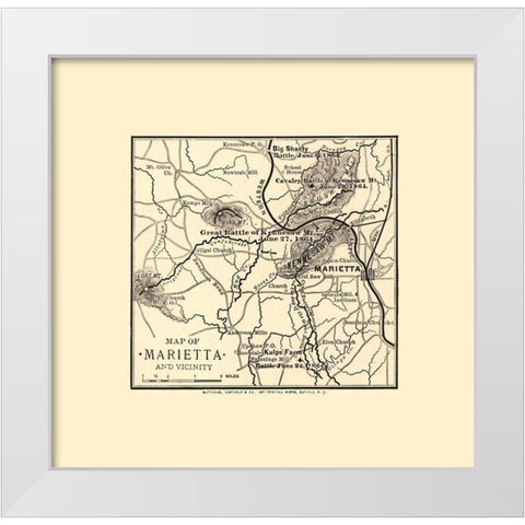 Marietta Georgia Vicinity Battles - Northrup 1864  White Modern Wood Framed Art Print by Northrup