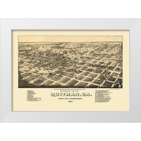 Quitman Georgia - Norris 1885 White Modern Wood Framed Art Print by Norris
