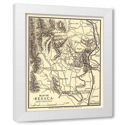 Resaca Georgia Vicinity Battles - Northrup 1864  White Modern Wood Framed Art Print by Northrup