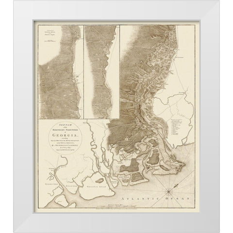 Sketch of the Northern Frontiers of Georgia 1780 White Modern Wood Framed Art Print by Campbell