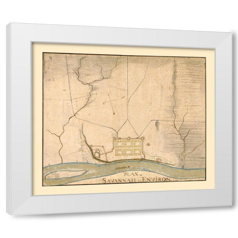 Savannah Georgia -1782 White Modern Wood Framed Art Print by Unknown