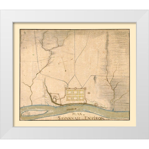 Savannah Georgia -1782 White Modern Wood Framed Art Print by Unknown