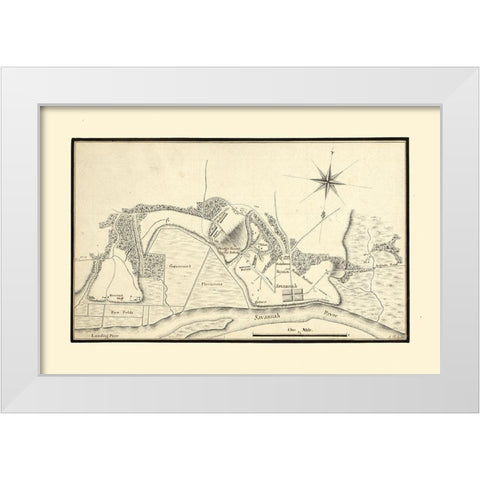 Savannah Georgia - Phelipeau 1778  White Modern Wood Framed Art Print by Phelipeau