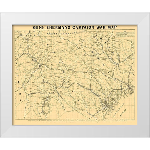 South Carolina Georgia Shermans Campaign - Bufford 1864  White Modern Wood Framed Art Print by Bufford