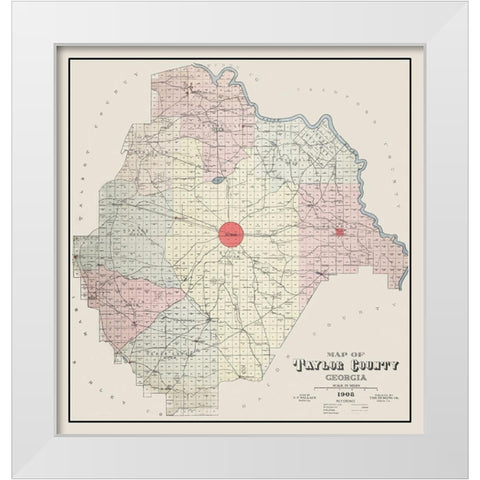 Taylor Georgia Landowner - Hudgins 1908 White Modern Wood Framed Art Print by Hudgins