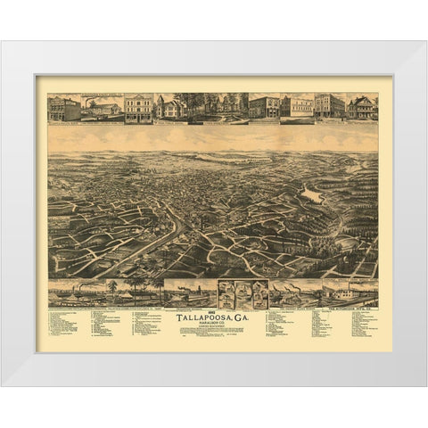 Tallapoosa Georgia - Norris 1892 White Modern Wood Framed Art Print by Norris