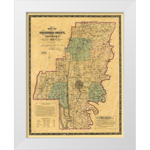 Whitfield County Georgia - Schultz 1879  White Modern Wood Framed Art Print by Schultz
