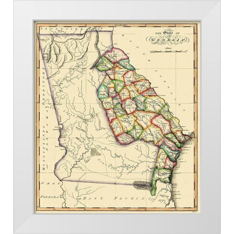 Georgia - Gridley 1818 White Modern Wood Framed Art Print by Gridley