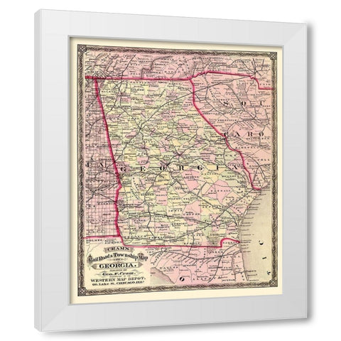 Georgia - Cram 1875 White Modern Wood Framed Art Print by Cram