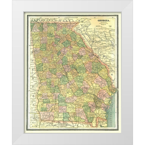 Georgia - Cram 1886 White Modern Wood Framed Art Print by Cram