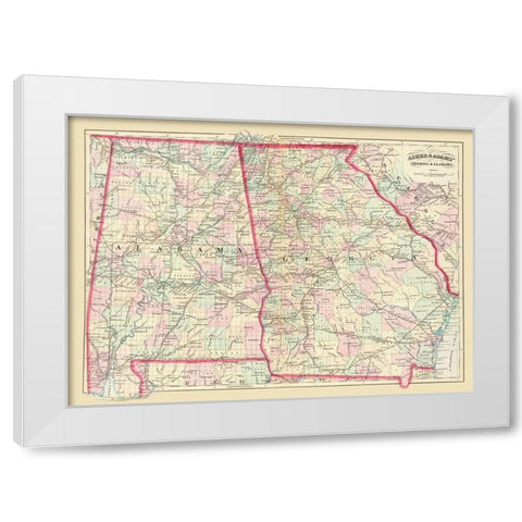 Georgia, Alabama - Asher 1874 White Modern Wood Framed Art Print by Asher