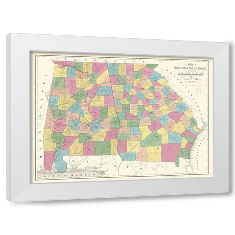 Georgia, Alabama - Burr 1839 White Modern Wood Framed Art Print by Burr