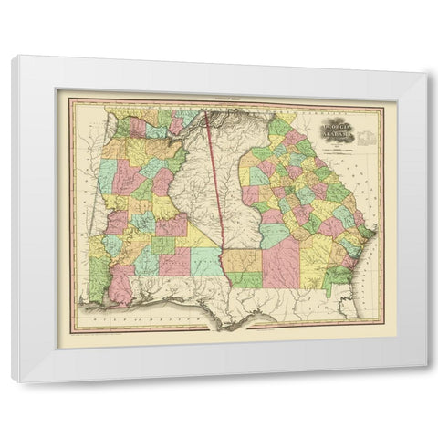 Georgia, Alabama - Tanner 1825 White Modern Wood Framed Art Print by Tanner
