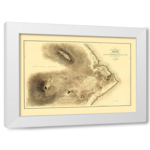 Hawaii Hawaii - Wilkes 1841 White Modern Wood Framed Art Print by Wilkes