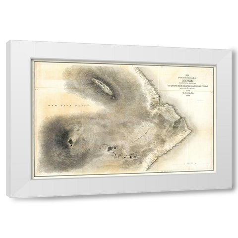 Hawaii County Hawaii - US 1841  White Modern Wood Framed Art Print by US Expedition