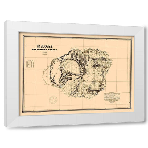 Kauai Hawaii - Kittredge 1878 White Modern Wood Framed Art Print by Kittredge